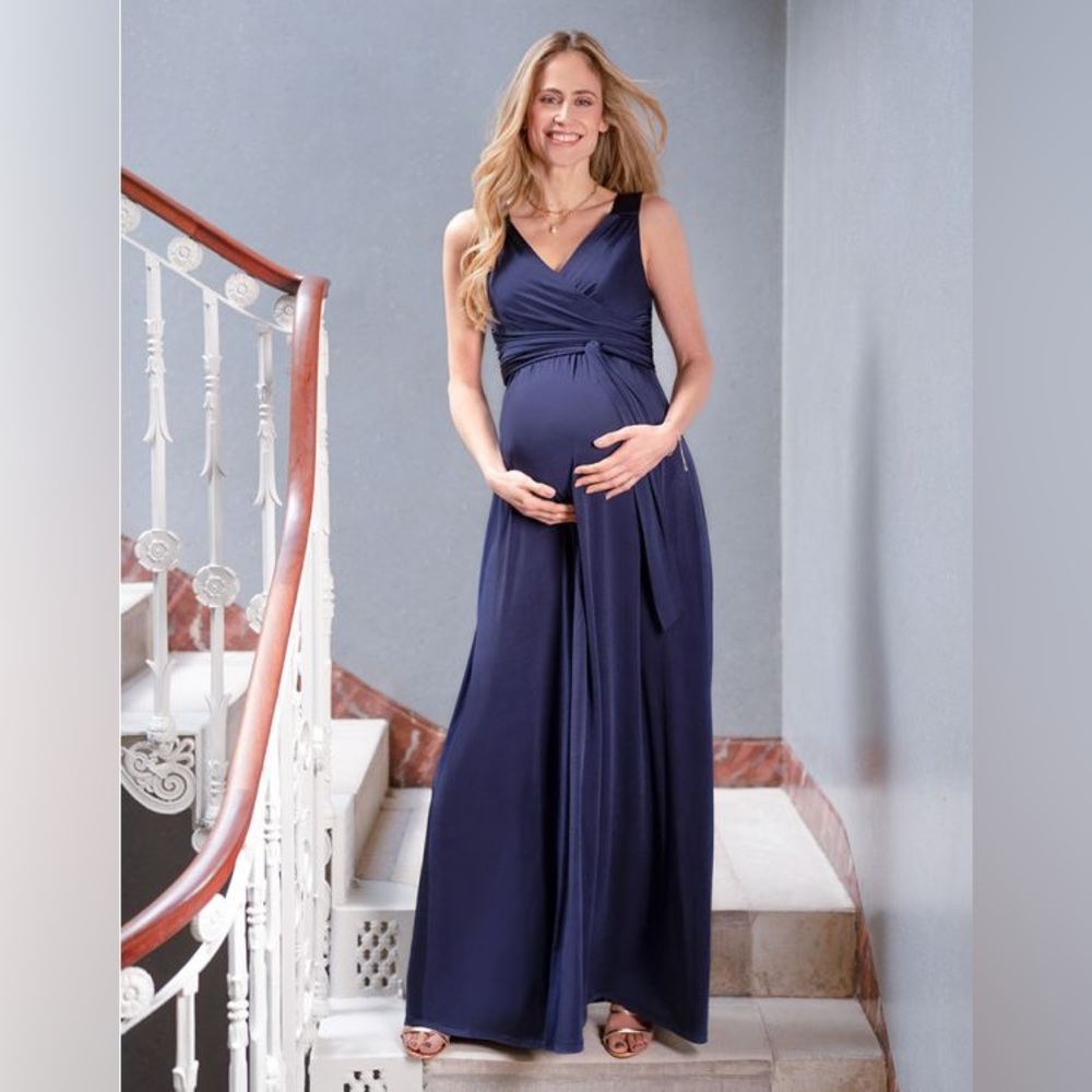 Sapphire Blue Maternity/Nursing Evening Dress NWT